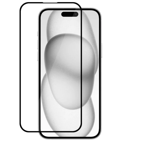 Стъклен протектор с метална рамка Metal Frame за iPhone 15 Plus, Черен 1