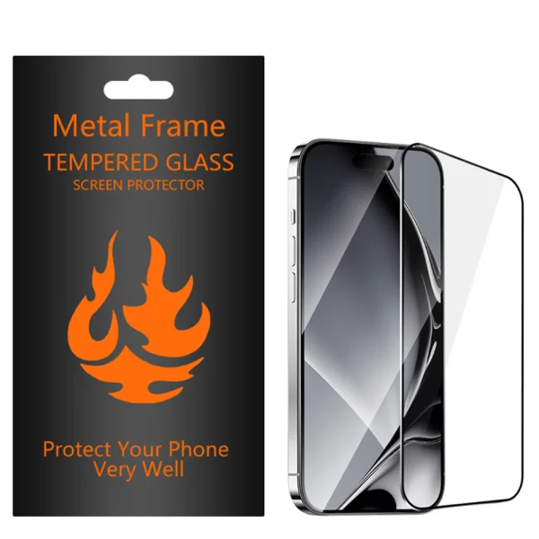 Glass protector with metal frame Metal Frame for iPhone 16 Pro Max, Black 2