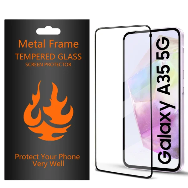 Стъклен протектор с метална рамка Metal Frame за Samsung Galaxy A35 5G, Черен 2