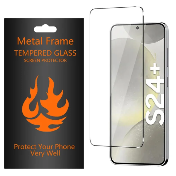 Стъклен протектор с метална рамка Metal Frame за Samsung Galaxy S24 Plus, Черен 2