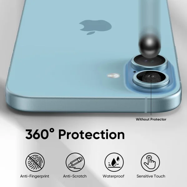 Glass Camera Protectors Lens Fulm for iPhone 16 / 16 Plus, Blue 4