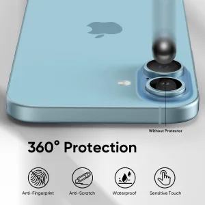 Glass Camera Protectors Lens Fulm for iPhone 16 / 16 Plus, Blue 4