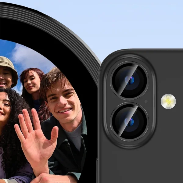 Glass camera protectors Lens Fulm for iPhone 16 / 16 Plus, Black 3