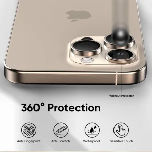 Стъклени протектори за камера Lens Fulm за iPhone 16 Pro / 16 Pro Max, Златист 4