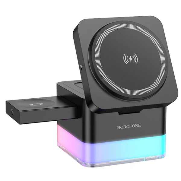 Безжично зарядно Borofone Wireless BQ34 Square 3 in 1, 15W, Черен 1