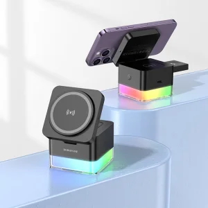 Безжично зарядно Borofone Wireless BQ34 Square 3 in 1, 15W, Черен 5