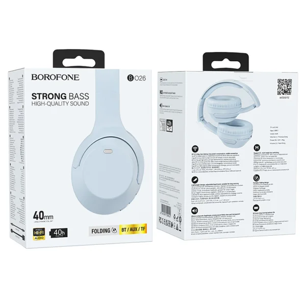 Wireless Headphones Bluetooth BOROFONE BO26 Delightful, Blue 3