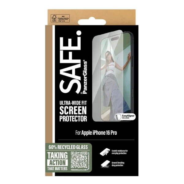 Стъклен Протектор SAFE за iPhone 16 Pro Ultra-Wide Fit 3