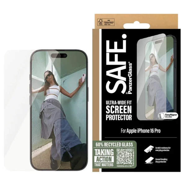 Стъклен Протектор SAFE за iPhone 16 Pro Ultra-Wide Fit 1