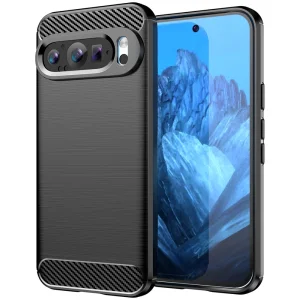 Silicon Case Carbon Fibre for Google Pixel 9 / Pixel 9 Pro, Black