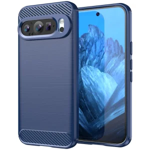 Silicone Case Carbon Fibre for Google Pixel 9 / Pixel 9 Pro, Blue