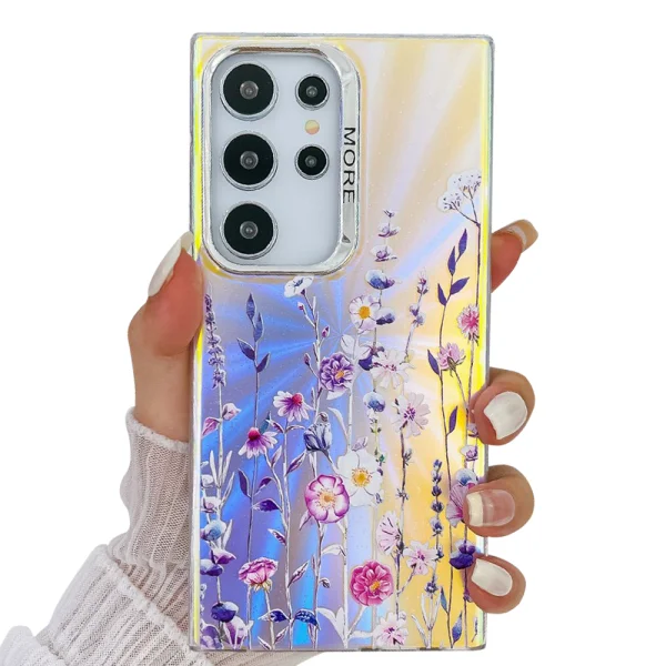 Удароустойчив калъф Electroplated Laser за Samsung Galaxy S24 Ultra, Цветя 1