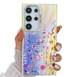 Удароустойчив калъф Electroplated Laser за Samsung Galaxy S24 Ultra, Цветя