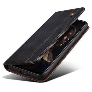 Waxy Leather Wallet Case for Motorola Edge 50 Neo 5G, Black 5