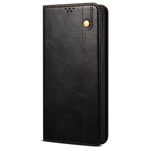 Waxy Leather Wallet Case for Motorola Edge 50 Neo 5G, Black 6