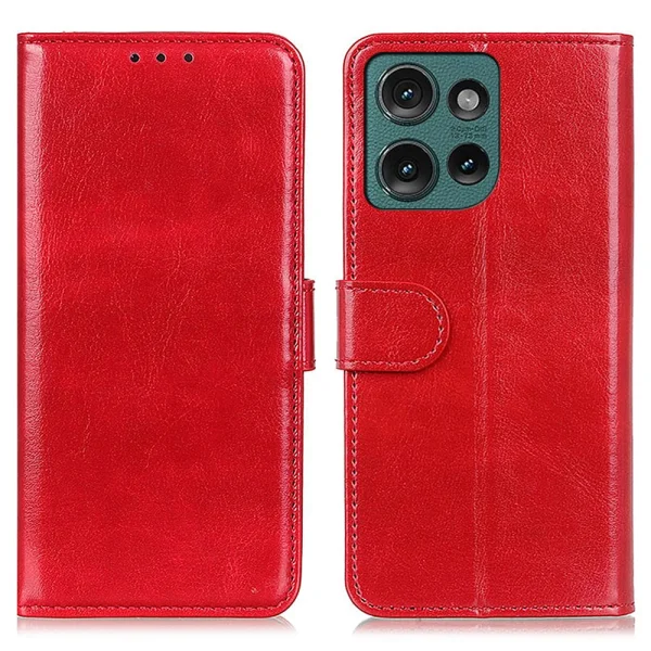 Калъф Тефтер Crazy Horse Leather за Motorola Edge 50 Neo 5G, Червен 1
