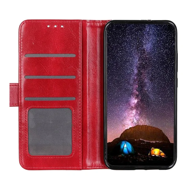 Калъф Тефтер Crazy Horse Leather за Motorola Edge 50 Neo 5G, Червен 2