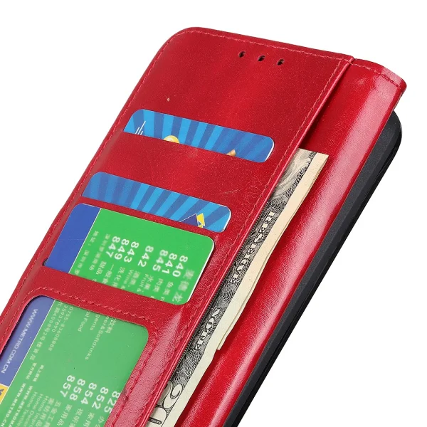 Калъф Тефтер Crazy Horse Leather за Motorola Edge 50 Neo 5G, Червен 4