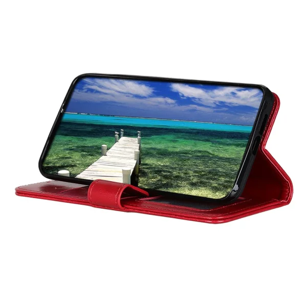 Калъф Тефтер Crazy Horse Leather за Motorola Edge 50 Neo 5G, Червен 3