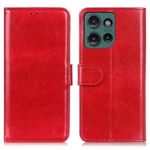 Калъф Тефтер Crazy Horse Leather за Motorola Edge 50 Neo 5G, Червен