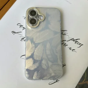 Shockproof case Feather Pattern for iPhone 16, Silver 3
