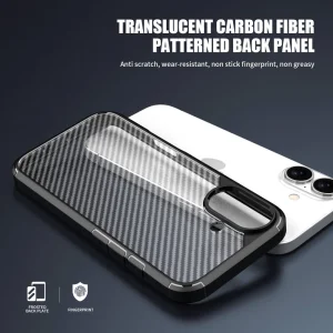 Удароустойчив калъф Shockproof Carbon заiPhone 16, Черен 3