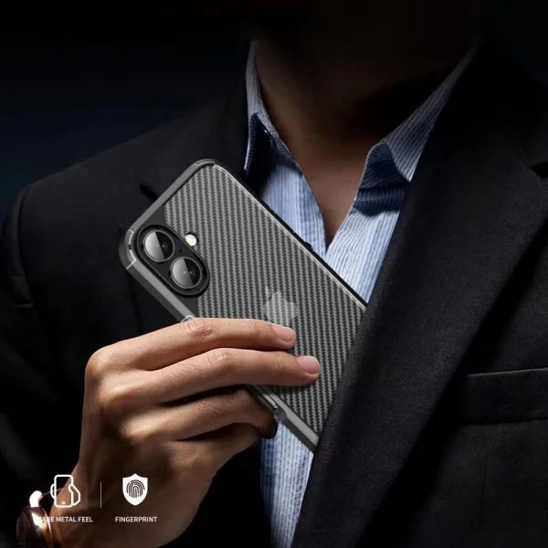 Удароустойчив калъф Shockproof Carbon заiPhone 16 Plus, Черен 6
