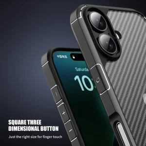Удароустойчив калъф Shockproof Carbon заiPhone 16 Plus, Черен 5