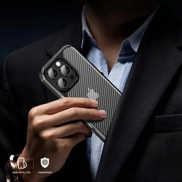 Shockproof Carbon Case for iPhone 16 Pro, Black 4