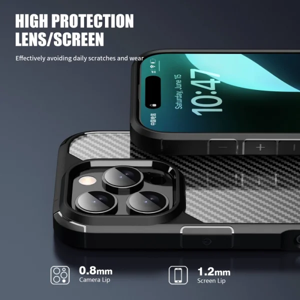 Shockproof Carbon Case for iPhone 16 Pro, Black 5