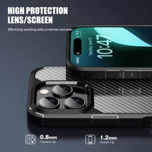 Shockproof Carbon Case for iPhone 16 Pro, Black 5