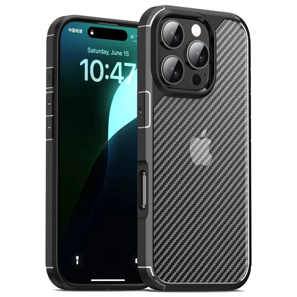 Удароустойчив калъф Shockproof Carbon заiPhone 16 Pro Max, Черен 1