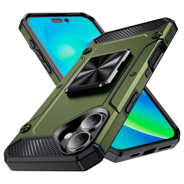 Удароустойчив калъф Military Grade Anti-Drop за iPhone 16, Зелен 1