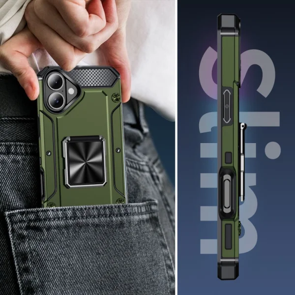 Удароустойчив калъф Military Grade Anti-Drop за iPhone 16, Зелен 5
