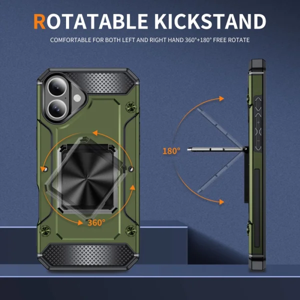 Удароустойчив калъф Military Grade Anti-Drop за iPhone 16, Зелен 4