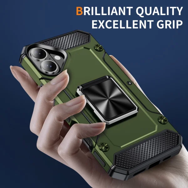 Удароустойчив калъф Military Grade Anti-Drop за iPhone 16, Зелен 3