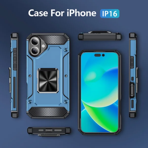 Shockproof case Military Grade Anti-Drop for iPhone 16, Blue 6