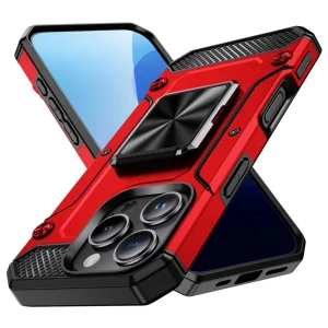 Удароустойчив калъф Military Grade Anti-Drop за iPhone 16 Pro Max, Червен