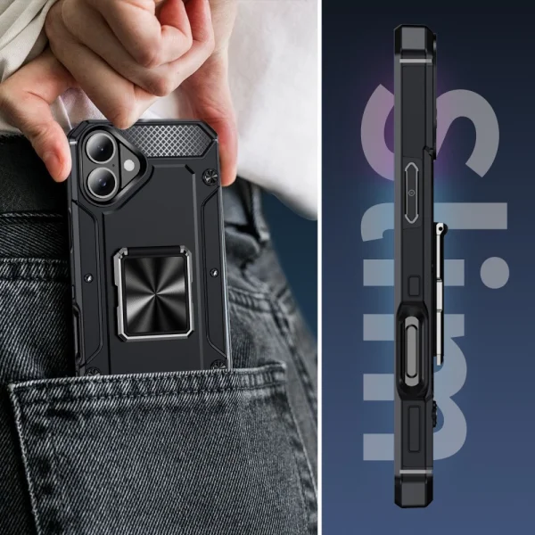 Удароустойчив калъф Military Grade Anti-Drop за iPhone 16 Plus, Черен 5