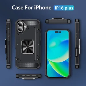 Удароустойчив калъф Military Grade Anti-Drop за iPhone 16 Plus, Черен 6