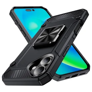 Удароустойчив калъф Military Grade Anti-Drop за iPhone 16 Plus, Черен
