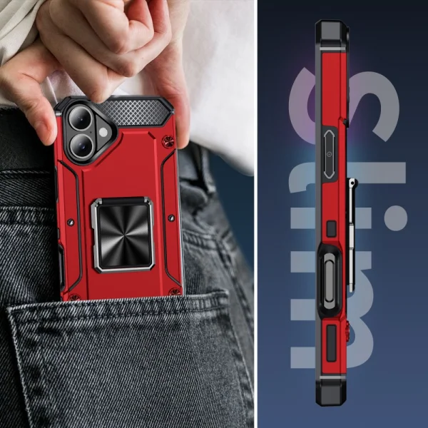 Military Grade Anti-Drop Impact Resistant Case for iPhone 16 Plus, Red 5