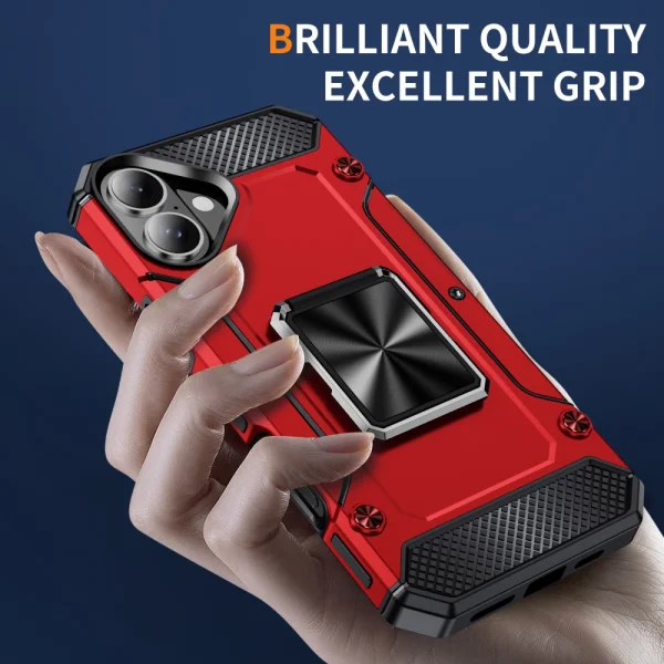 Military Grade Anti-Drop Impact Resistant Case for iPhone 16 Plus, Red 3