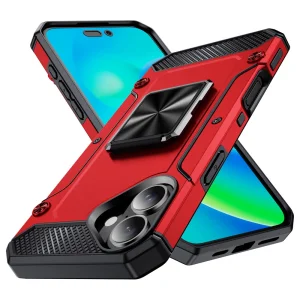 Удароустойчив калъф Military Grade Anti-Drop за iPhone 16 Plus, Червен