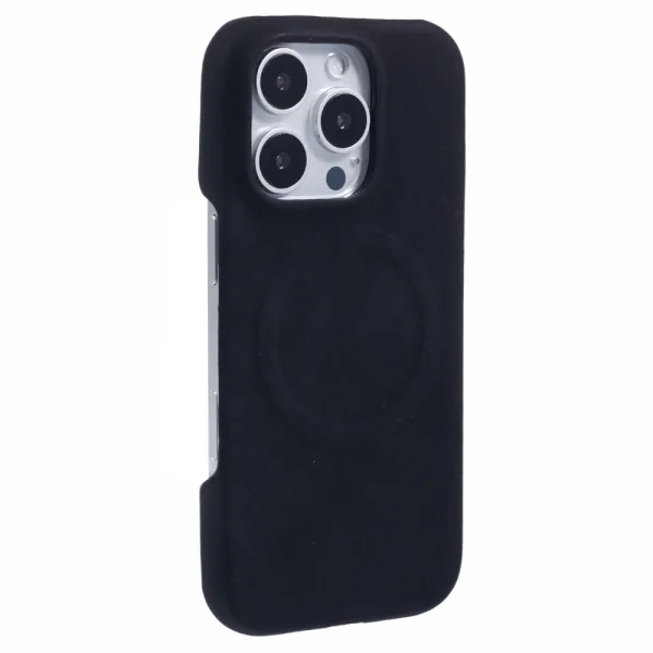 Shockproof case Leather Touch MagSF for iPhone 16 Pro, Black 1
