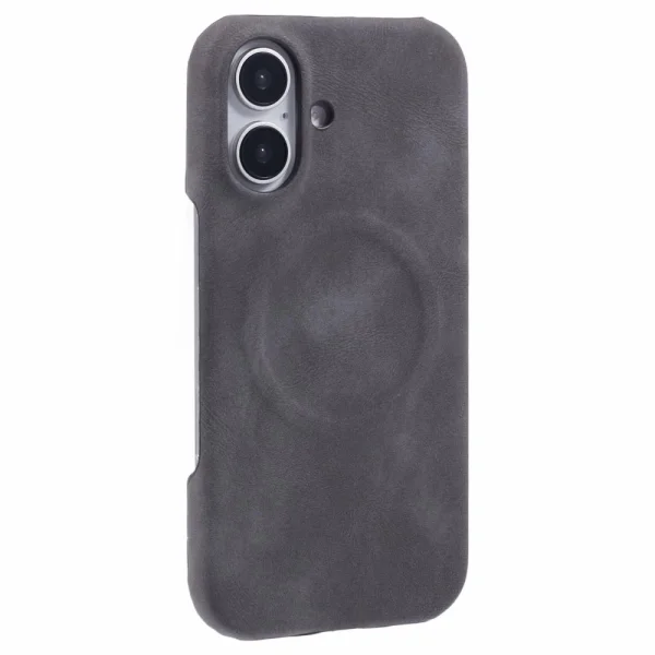 Shockproof case Leather Touch MagSF for iPhone 16, Gray 1