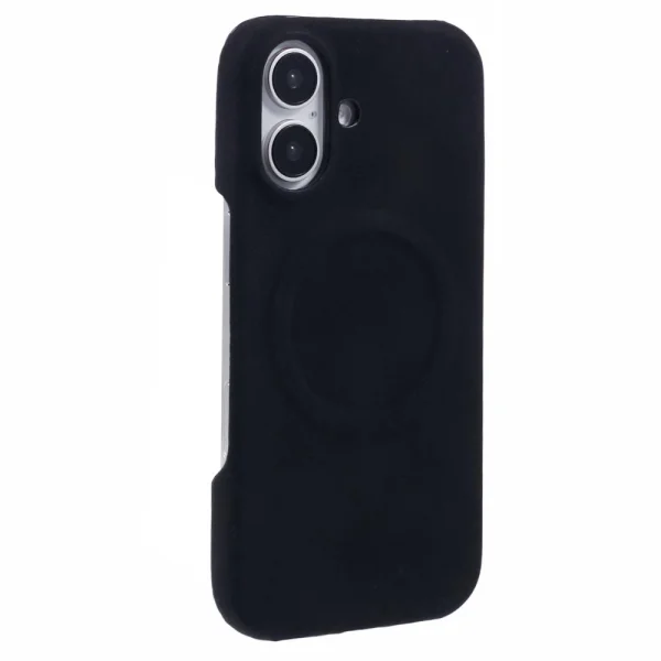 Shockproof case Leather Touch MagSF for iPhone 16, Black 1