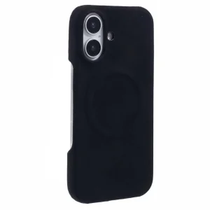 Удароустойчив калъф Leather Touch MagSF за iPhone 16, Черен