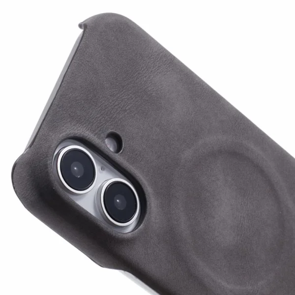 Shockproof Case Leather Touch MagSF for iPhone 16 Plus, Gray 6