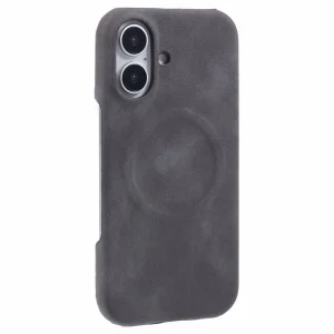 Удароустойчив калъф Leather Touch MagSF за iPhone 16 Plus, Сив